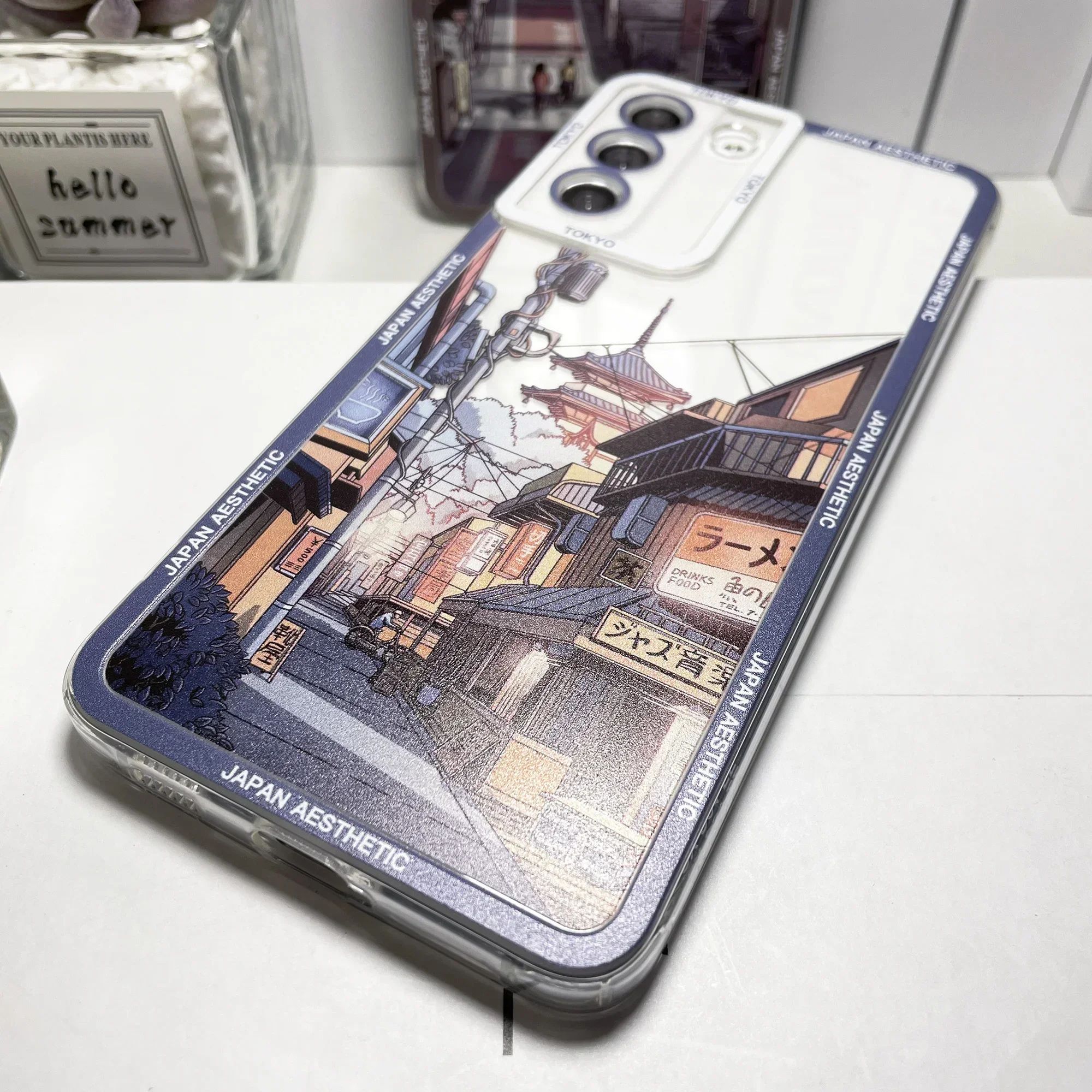 Case For Samsung Galaxy S20 Plus S21 FE S22 S23 Ultra A53 A52 A54 A33 S24 Japanese Aesthetic Tokyo Anime Street Clear Soft Cover