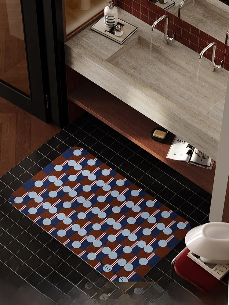 

Absorbent Geometric Pattern Batoom Mat Qui Dry Silicon Dendroid Anti Slip Home Use Soft Floor Rug Rectangular Cusizable