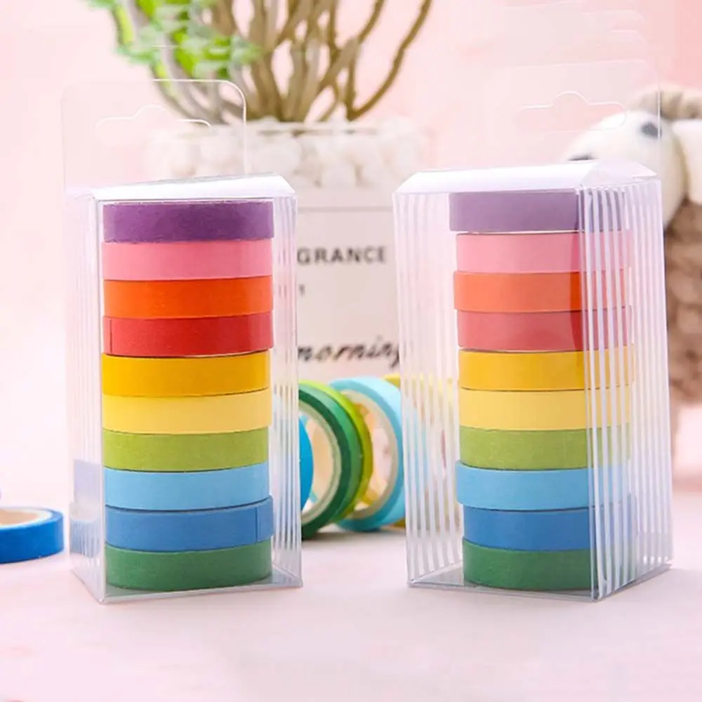 Scrapbooking Sticker Adhesive Tape Hand Account Decorative Tape Solid Color Tape Set Masking Sticky Paper Sticky Stationery