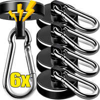 Strong Neodymium Magnetic Hooks Heavy Duty Magnet Hook with Swivel Carabiner Kitchen Refrigerator Magnetic Hanger Suction Cup