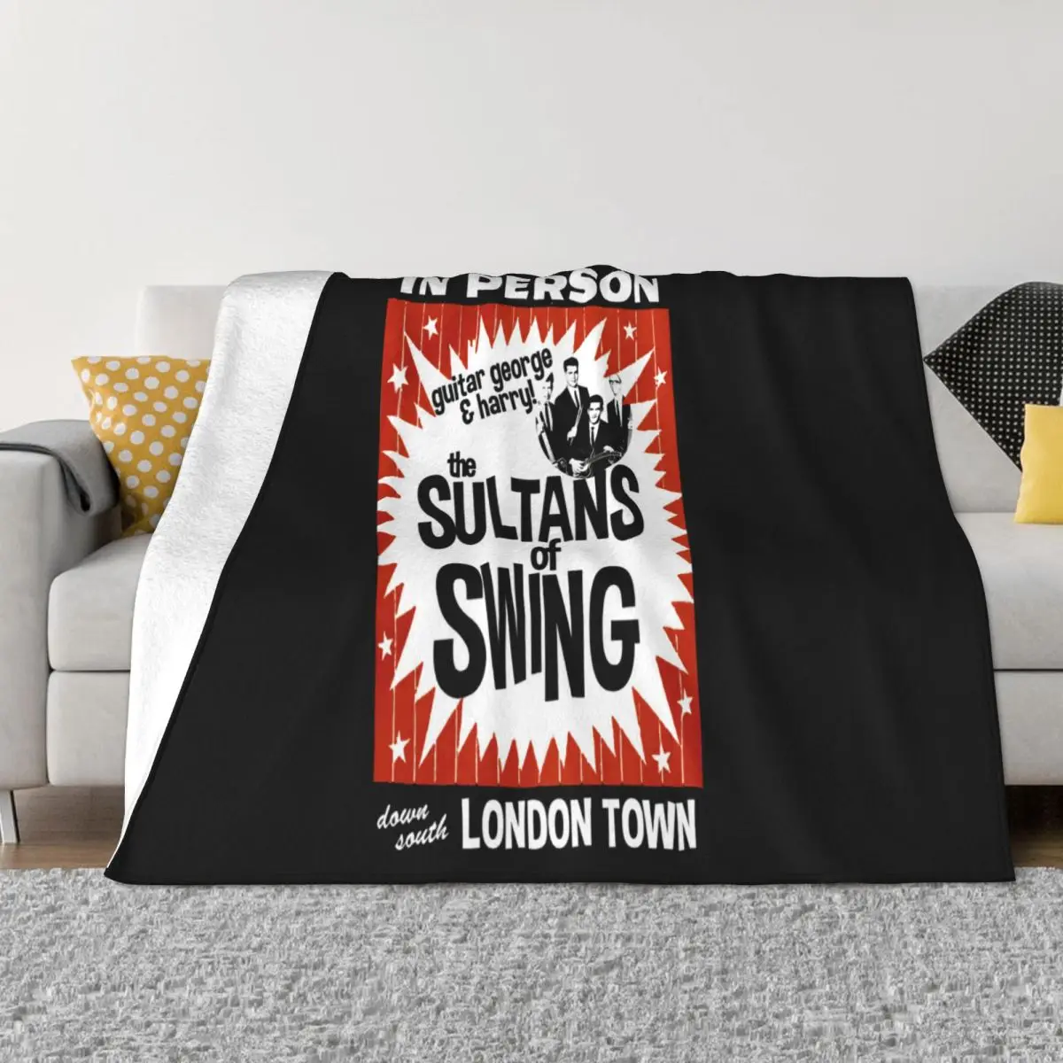 Inspired By Dire Straits Sultans Of Swing Gig Poster Mark Knopfler Hip Hop Streetwear Movie Stylish Throw Blanket