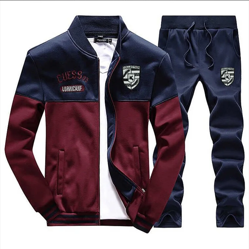 Spring and Autumn Sportswear suit Men\'s Fashion Sweatshirt Jacket Trousers suit Casual Zipper Coat Trousers 2-piece Running suit