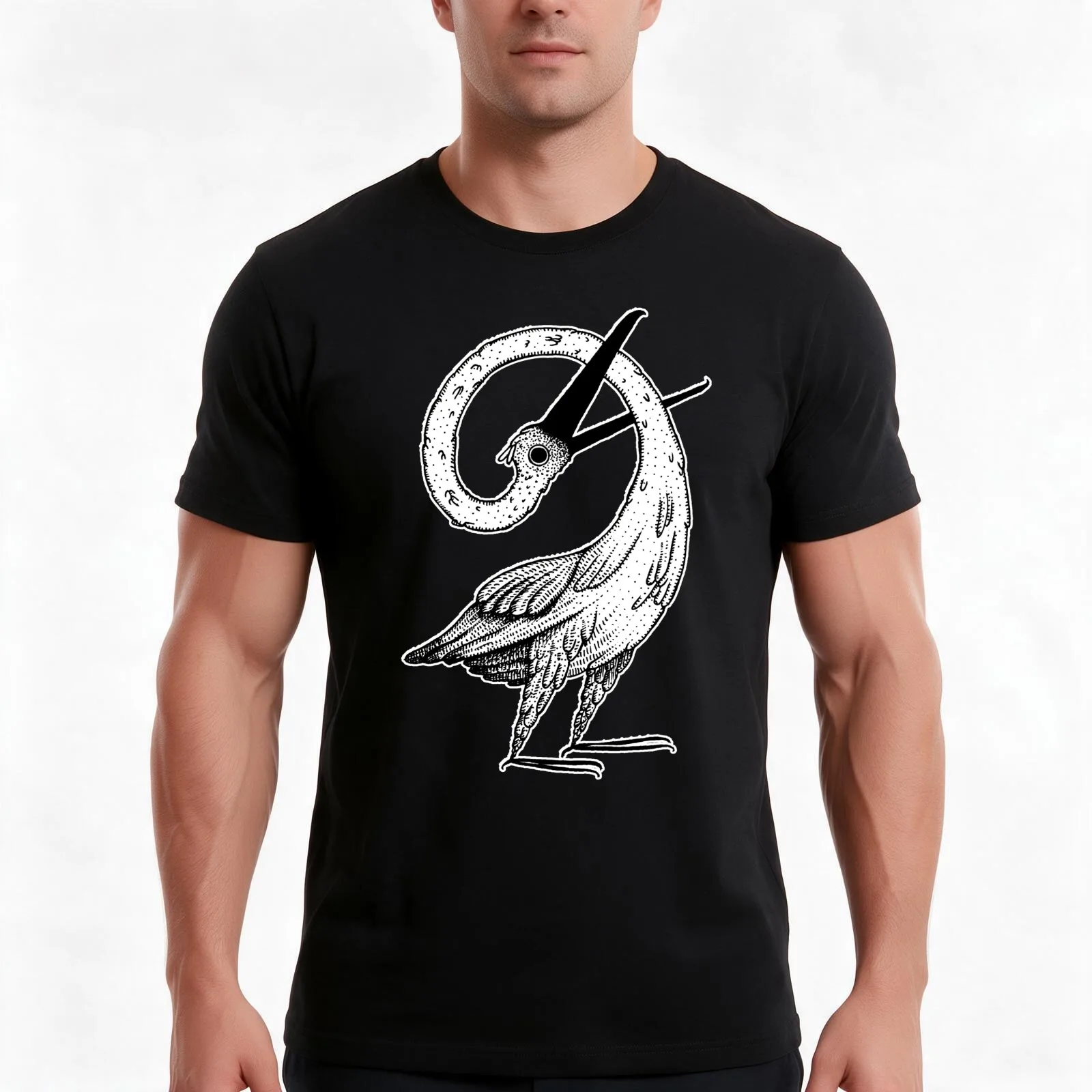 Hatch Bird (white background) T-Shirt, Summer Casual Cotton Tee, Oversized Streetwear Tops, Vintage Graphic Print, 100% Cotton