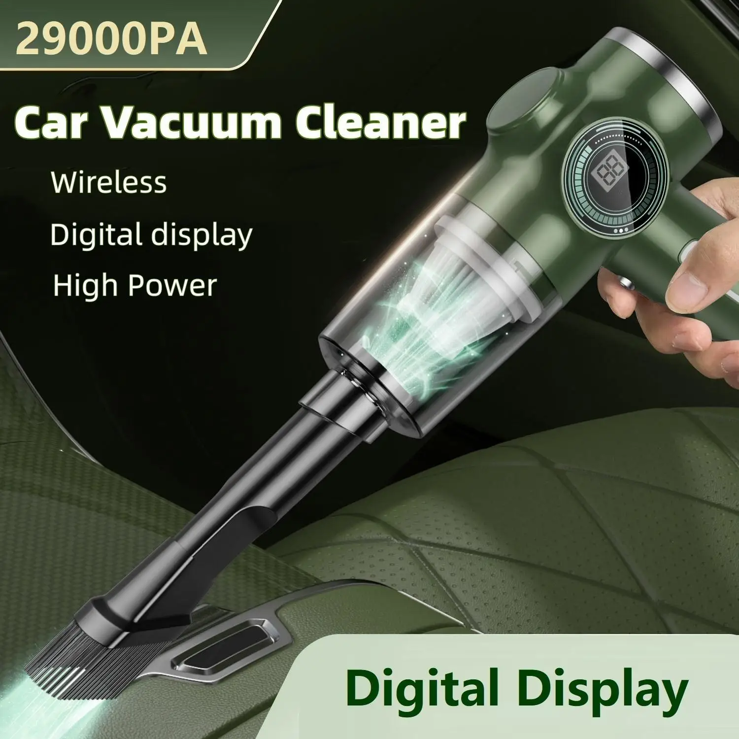 Digital Display Car Vacuum Cleaner Wireless Large Power Portable Vacuum Cleaner Handheld Strong Suction Dual Use Cleaner