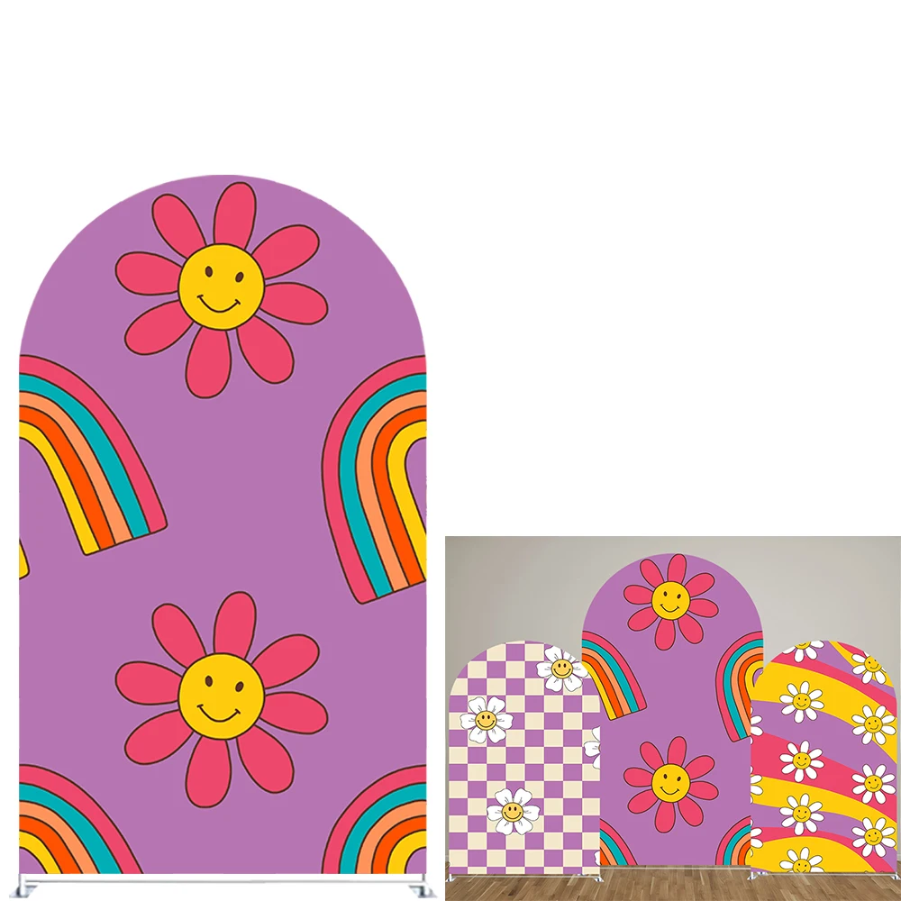 ชุดรูปแบบ Sablon Bunga ที่มีสีสันสดใสพื้นหลังแบบโค้งสำหรับงานเลี้ยงวันเกิดงานแต่งงานและงานเลี้ยงฉลองทารกอุปกรณ์ตกแต่ง