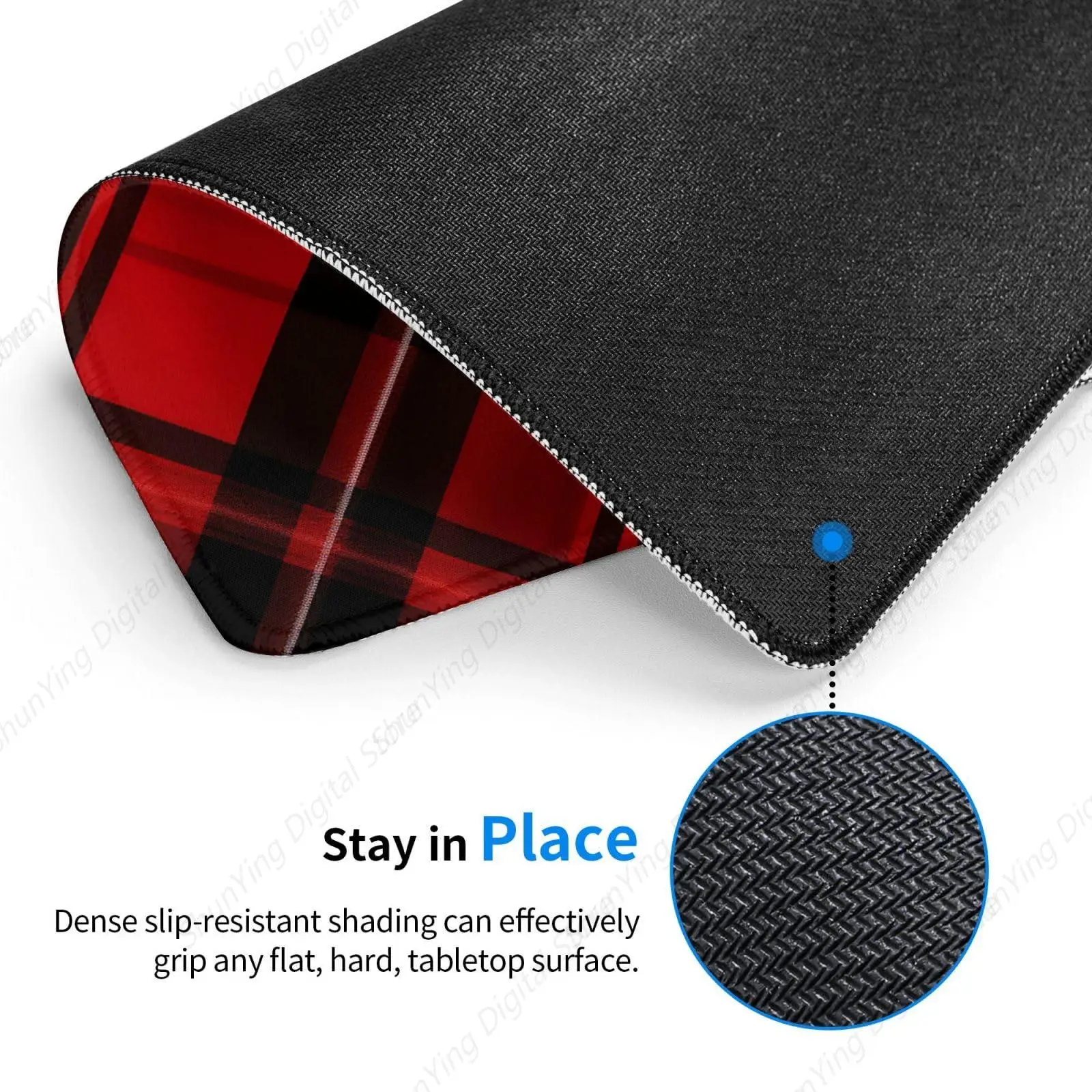 Red And Black Grid Washable Mouse Pad With Anti Slip Rubber Computer Keyboard Pad Desktop Decoration Gift 18*22cm