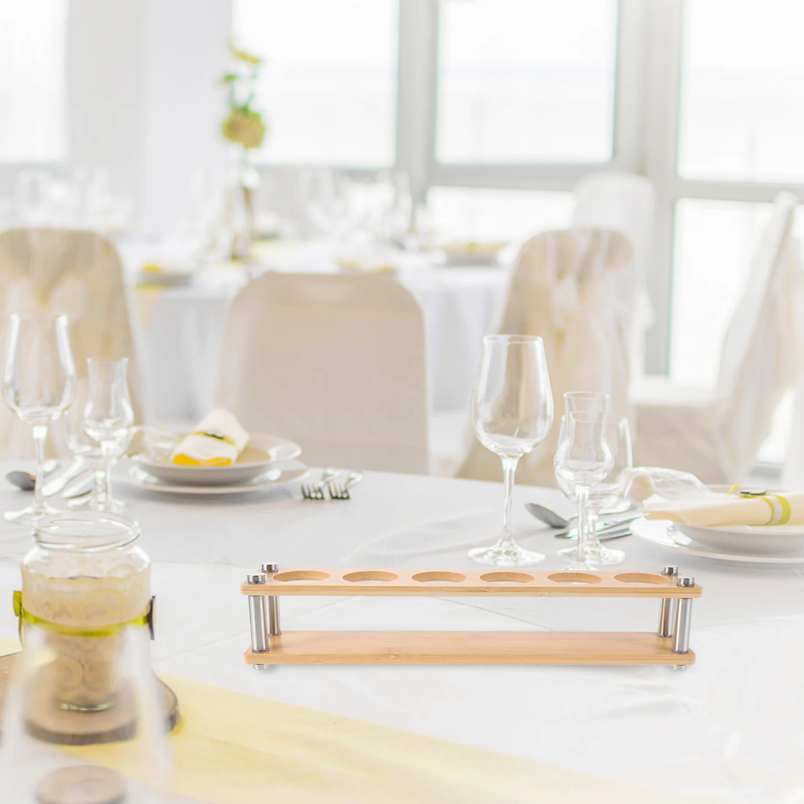 

White Glass Holder Shot Display Rack Kitchen and Dining Room Furniture Wooden Bar Club Tray Glasses Stand