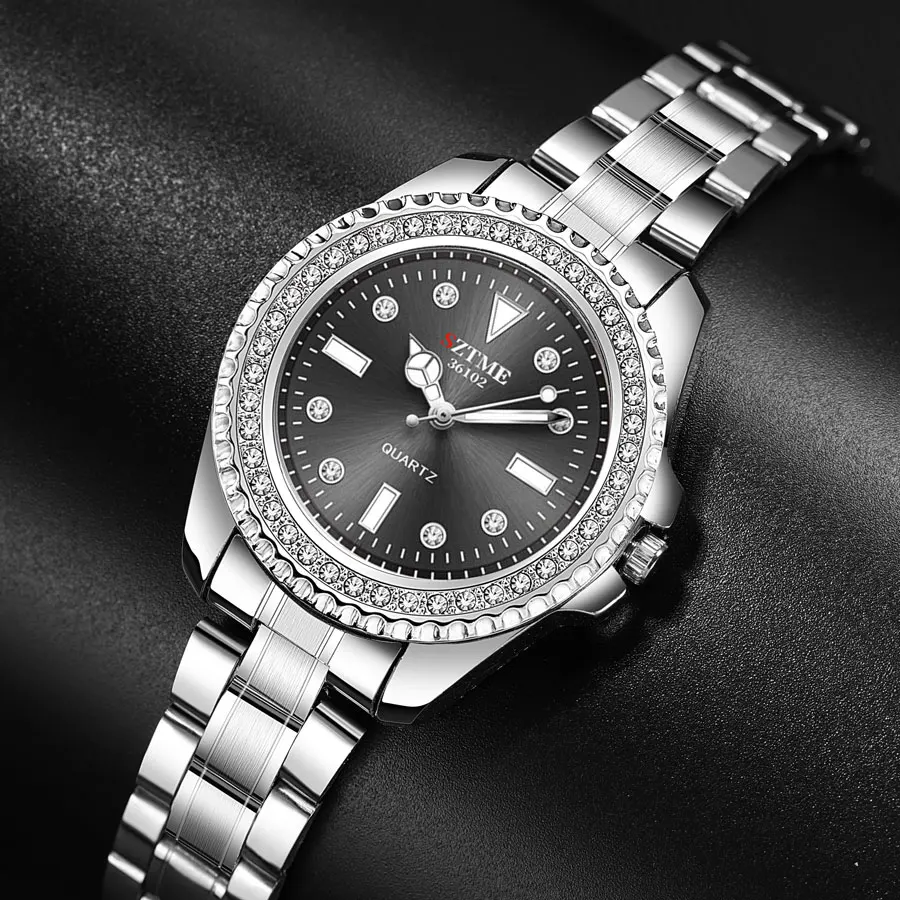

SZTME Luxury and Elegant Women's Watch Stainless Steel Women's Watch Business Casual Wear Women's Diamond Set Quartz Watch