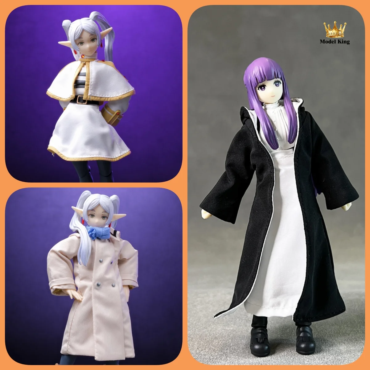 Handmade 1/12 Scale Magical Girl Classic Jacket Half Body Cloth Skirt Scarf Set Fit 6inch Shf Frieren Action Figures Body