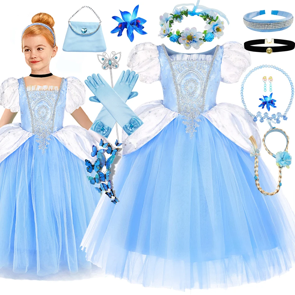 

Cinderella Dress for Halloween Christmas Luxury Lace Ball Gown Party Girls Cosplay Princess Costume Kids Clothes Birthday 2-11Y