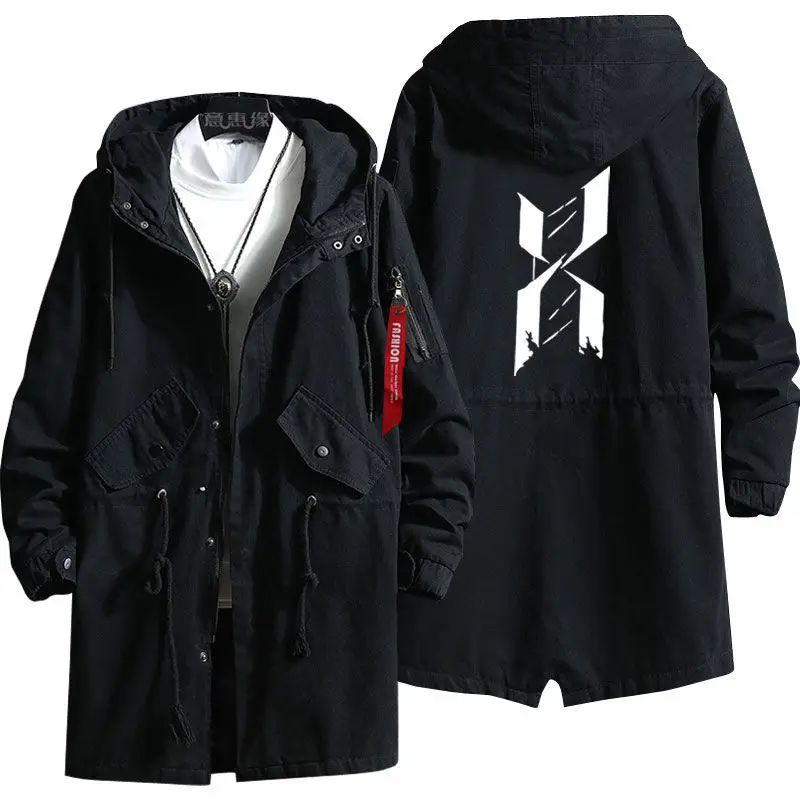 New ArKknights Hoodie Coat Anime Trench Coat Men Fashion Fall Winter Cotton Zipper Overcoat Jacket