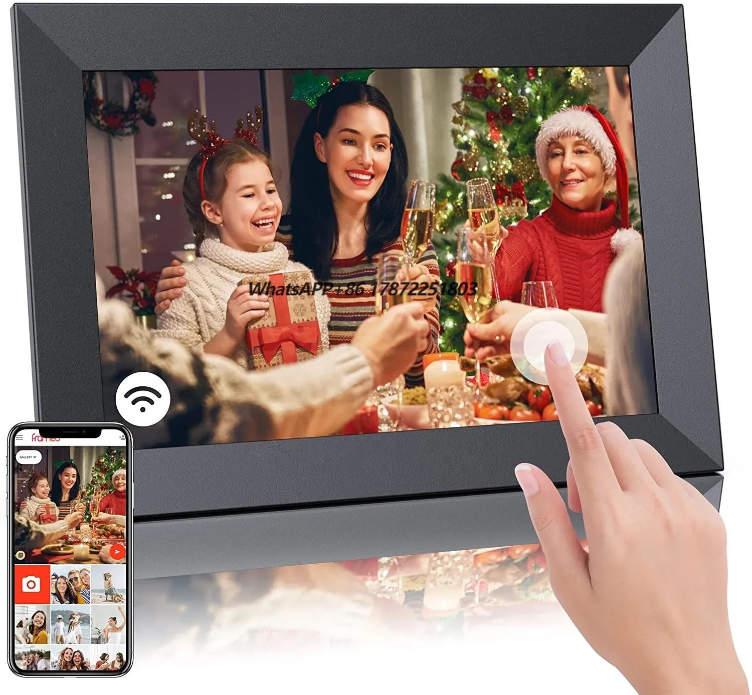 

WiFi Picture Frame with IPS Display Touch Screen Send Photos or Small Videos from Anywhere in The World, Portrait & Landscape