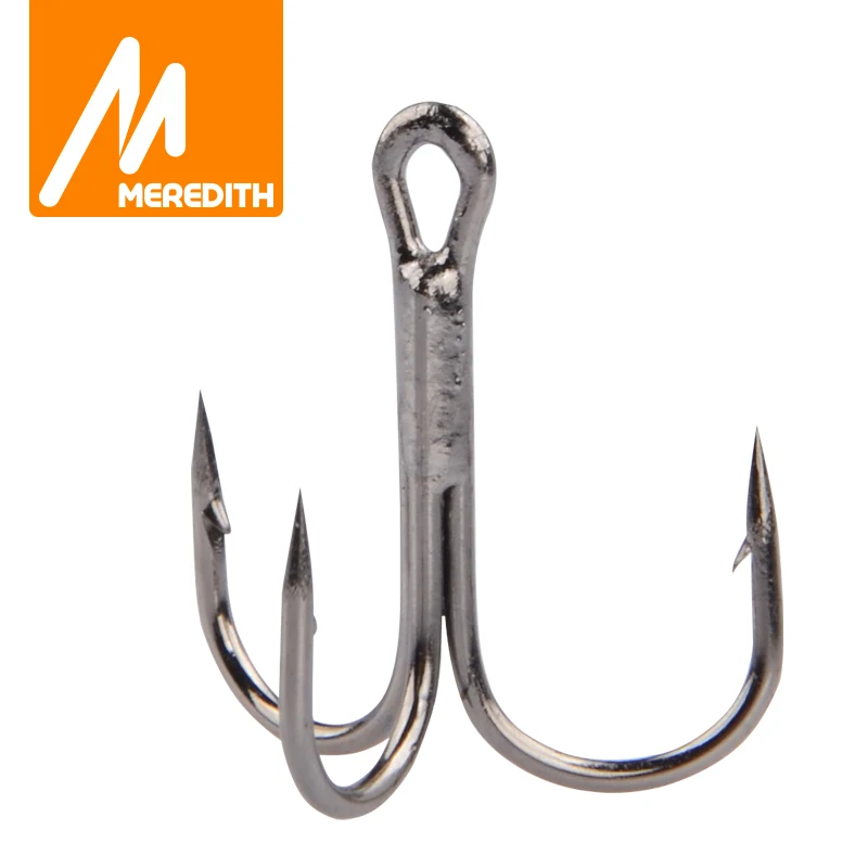 MEREDITH 20Pcs/lot Fishing Hooks High Steel Carbon Material Treble Fishing Hook Round Folded Saltwater Bass 4# 6# 8# Tackle Tool