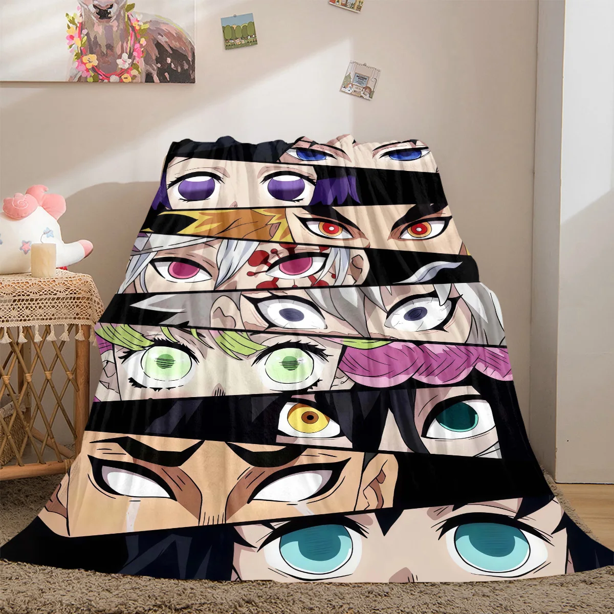 Demon Slayer Anime Flannel Lightweight Blanket Home Decor Sofa Bed Travel Cover Family Gift For All-Season LXRa14