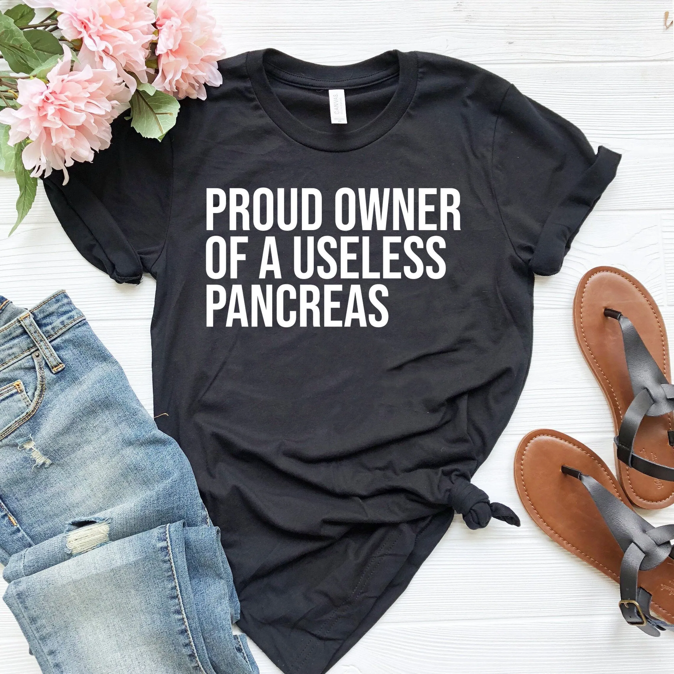 Funny pancreas shirt diabetic gift useless insulin t diabetes awareness fighter survivor