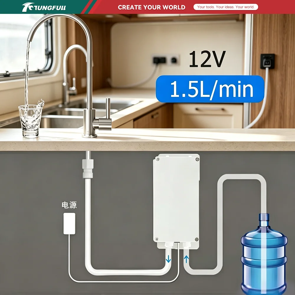 12V Automatic Water Suction Pump 1.5L/min Electric Water Pump for Caravan Motorhome Boat Galley Kitchen Faucet Water Supply