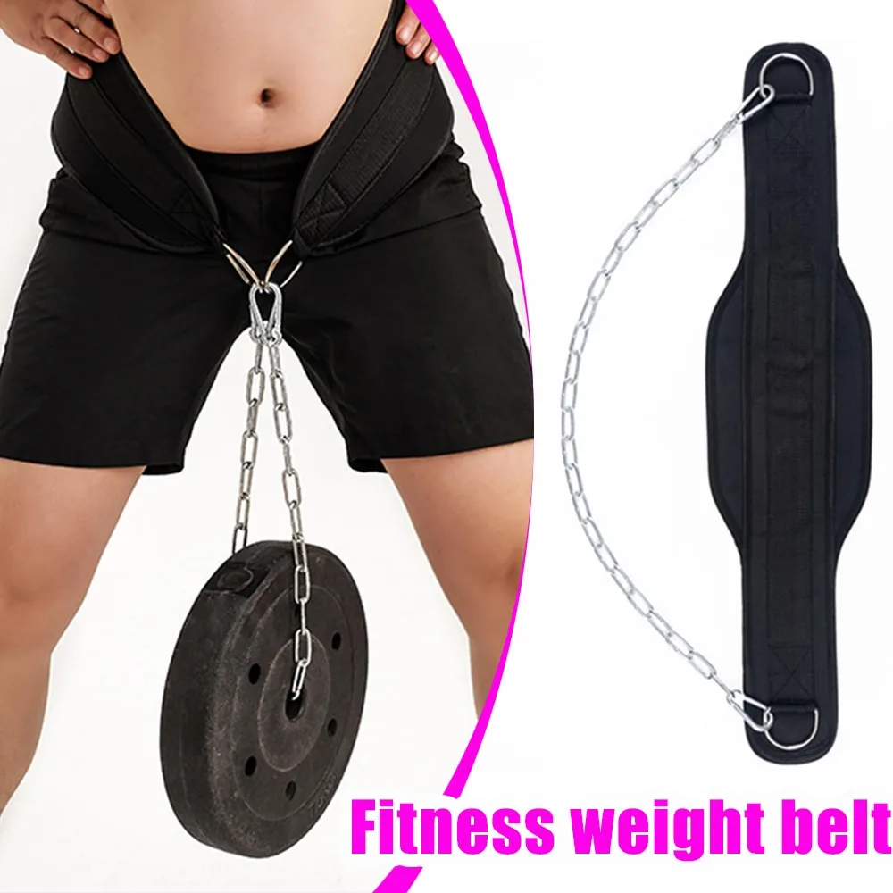 Cinturón de levantamiento de pesas grueso con cadena, cinturón deportivo con peso, cinturón de dominadas resistente, adecuado para entrenamiento de sentadillas, ejercicios de Fitness