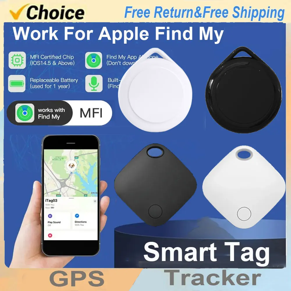 Smart Bluetooth GPS Tracker Works with Find My APP Anti Lose Reminder Device for Iphone Tag Replacement Locator MFI Rated