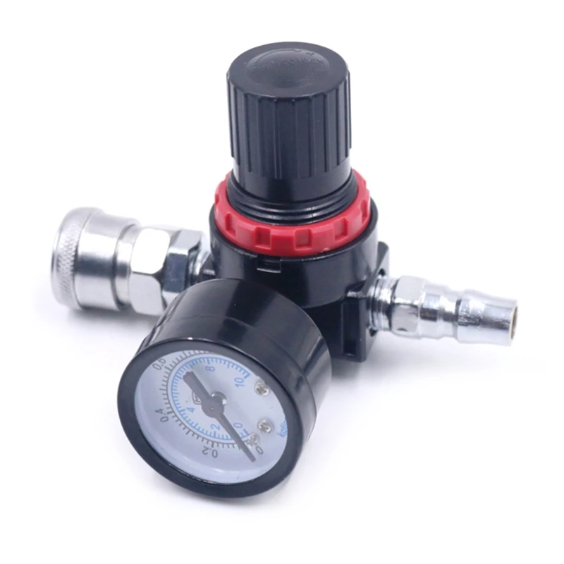 

1/4” Paint Guns Air Pressure Regulator with Pressure Gauge Pneumatic Tool Adapter for Air Guns Gunand Tool