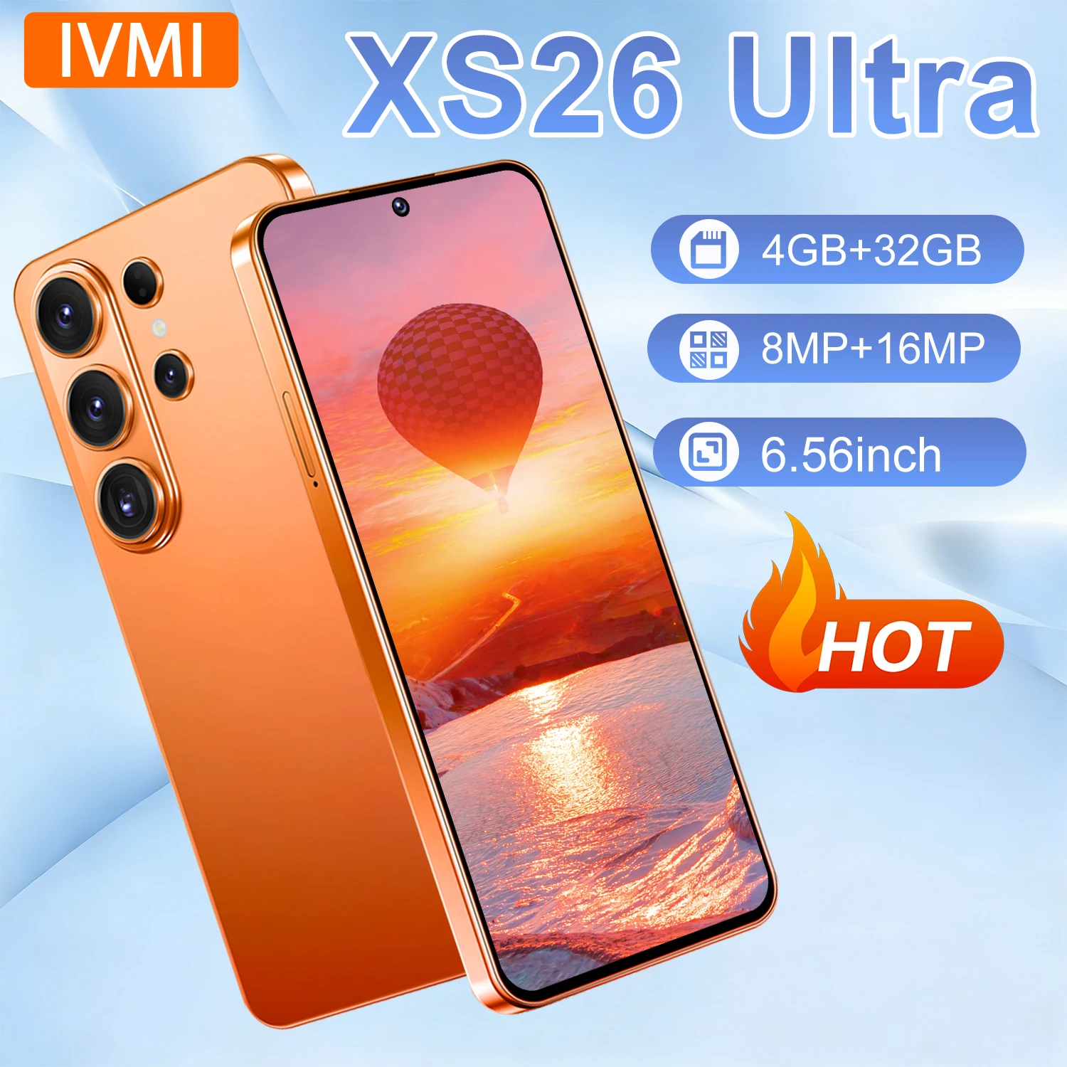 IVMI Global Vision XS26 Ultra Smartphone 4G Network Android 32GB ROM Dual SIM Google Play Store 6.56'' 4000mAh Mobile Phones