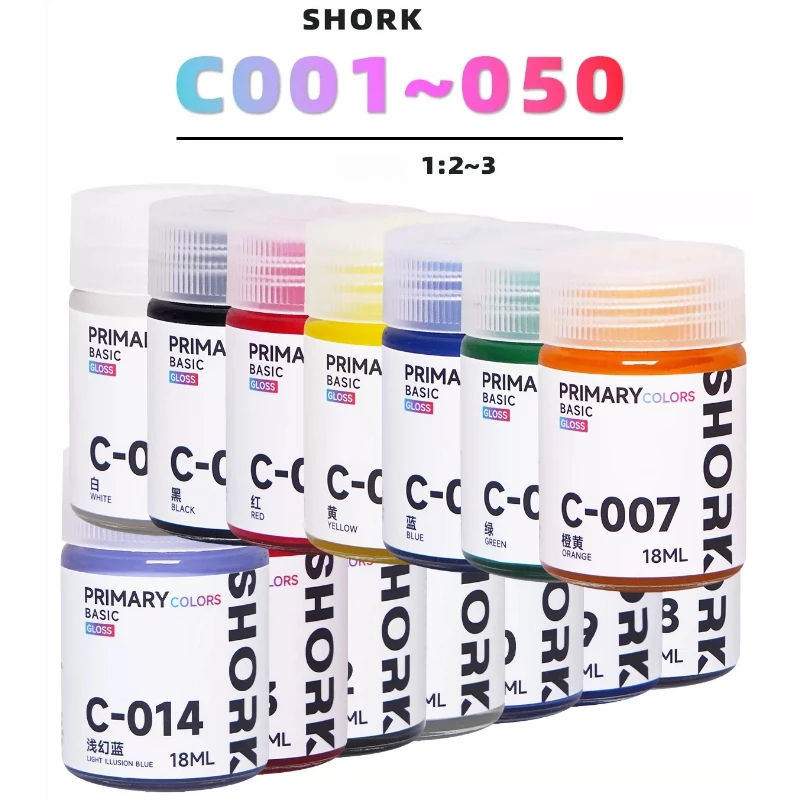 SHORK C Series Gloss Oil-Based Model Paint 18ml C001-C050 Pigment for Military Model Car Model Figure Hobby Airbrush Painting