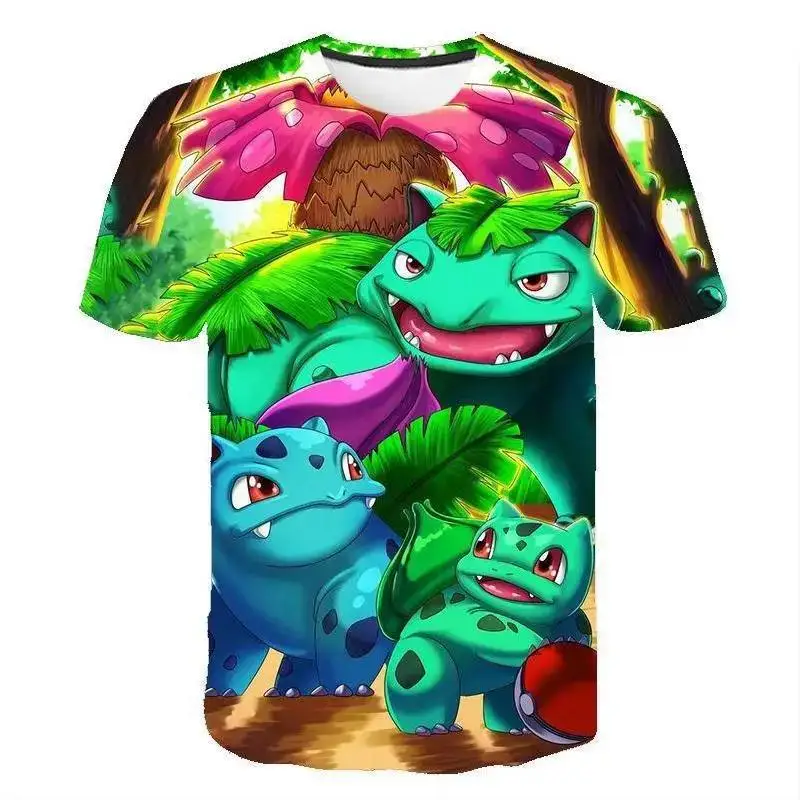 Pokemon 3D T Shirt Cartoon Clothes Baby Kids Boys Girls Children Short Sleeves Summer Clothing Fashion Print New