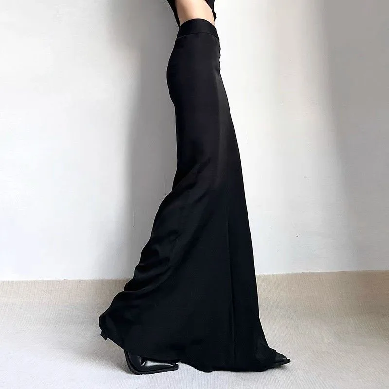 Elegant Bodycon Long Skirt Women Sexy Black Elastic High Waist Mermaid Maxi Skirts Female Summer Streetwear Wrap Hip Skirt Woman