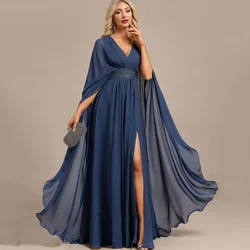 Elegant Chiffon Bridal Dress Split Customized A Line V Neck Wedding Party Gowns Formal Floor Length Mother Dresses For Bride