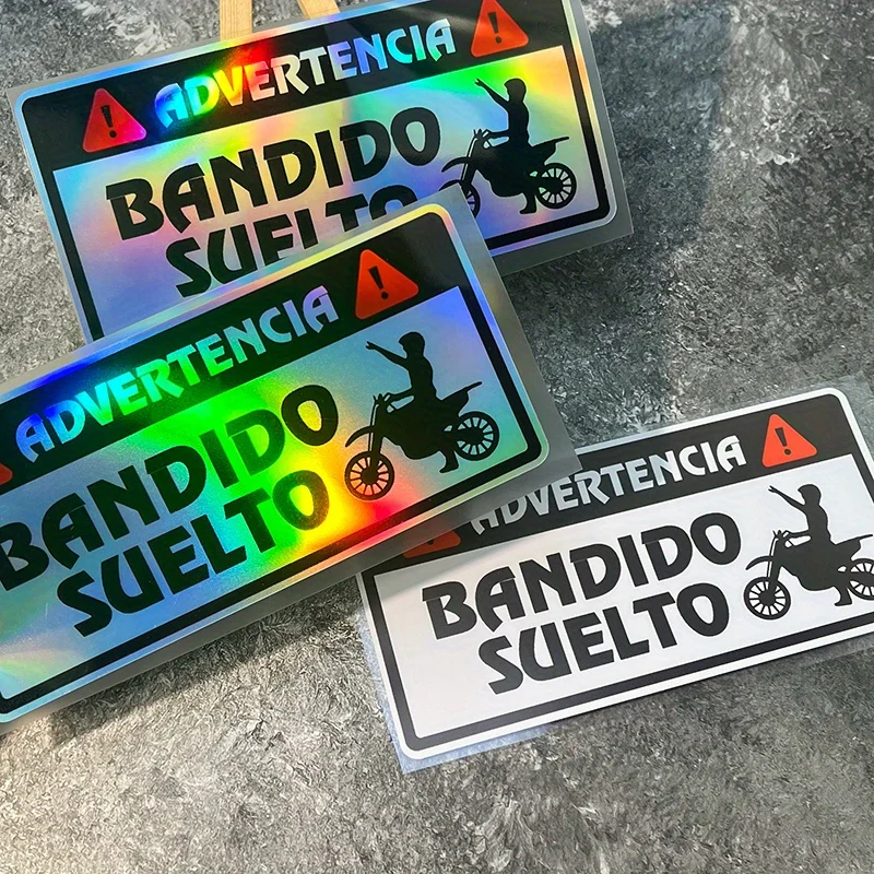 قطعة واحدة من Advertencia: ملصق حائط من الفينيل Bandido Suelto - Edgy Attitude Vibe لتخصيص الدراجة/الكمبيوتر المحمول/الهاتف/زجاجة المياه