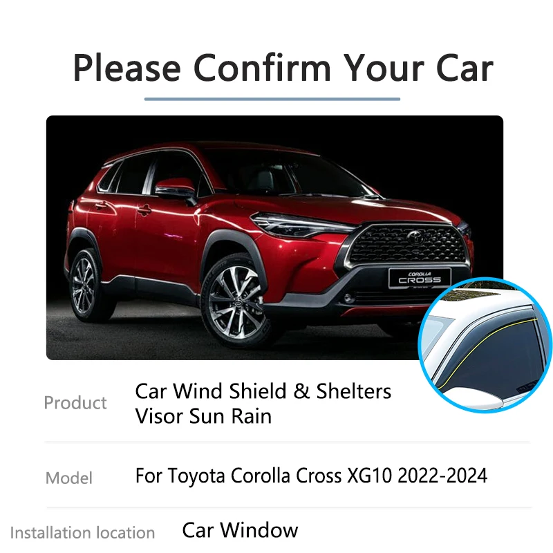 Windshield For Toyota Corolla Cross XG10 XLE Hybrid 2022 2023 2024 Window Visor Rain Sun Deflectors Awning Guards Accessories