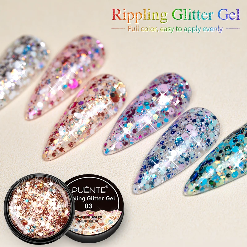 Colorful Glitter Sequins Gel Nail Polish 5ML Glitter Nail Art Gel Soak Off UV Gel For Manicure Semi Permanent Varnish Hybrid