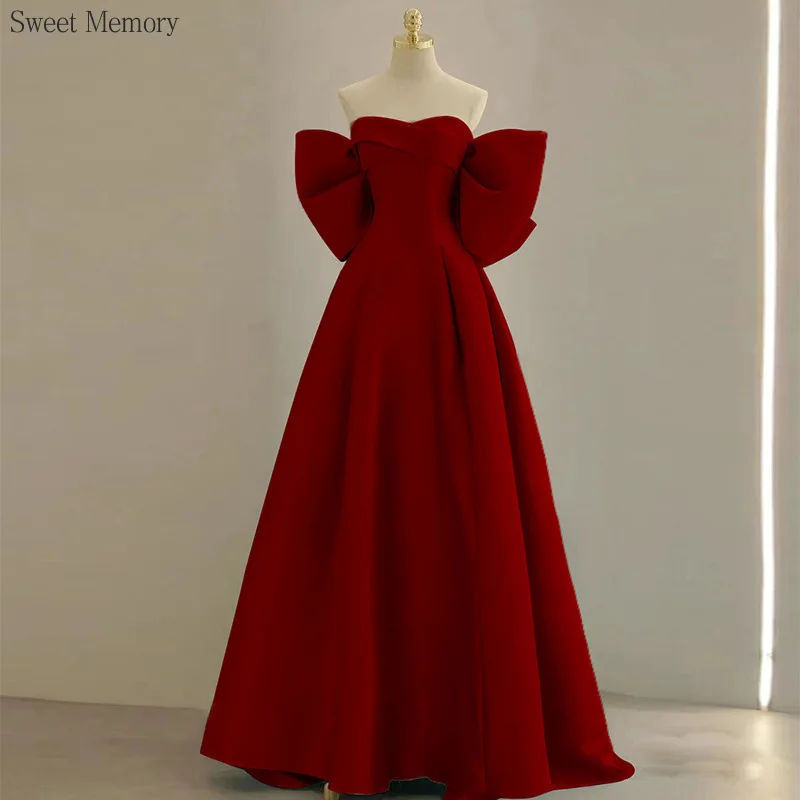 

N1157 Вечернее платье без бретелек для девочек, модная женская одежда, винно-красные вечерние платья, длинное банкетное вечернее платье без бретелек для невесты