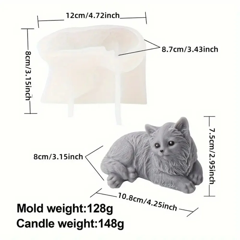 3D Huddling Kitten Sleeping Cat Silicone Molds Lying Puppy Corgi Animal DIY Craft Art Persian Cat Resin Soap Labrador Dog Tools