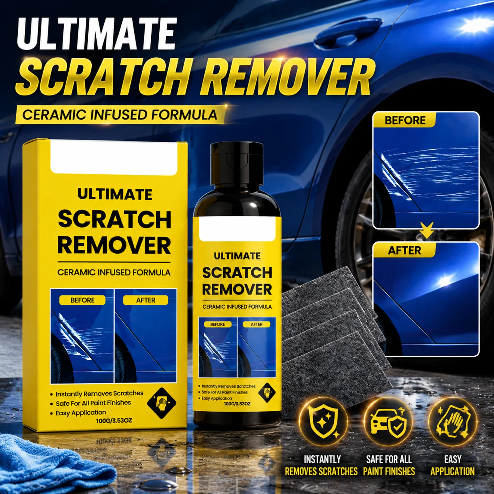 1/2/3/5/Set Ultimate Car Scratch Remover Formula Auto Paint Scratch Repair Kit With Nano Cloths For Paint Finishes Restore Shine