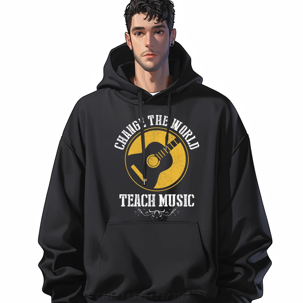 Guitar Teacher Change The World Teach Music Musician Men's Sweatshirts Woman Meme Hoodie Design