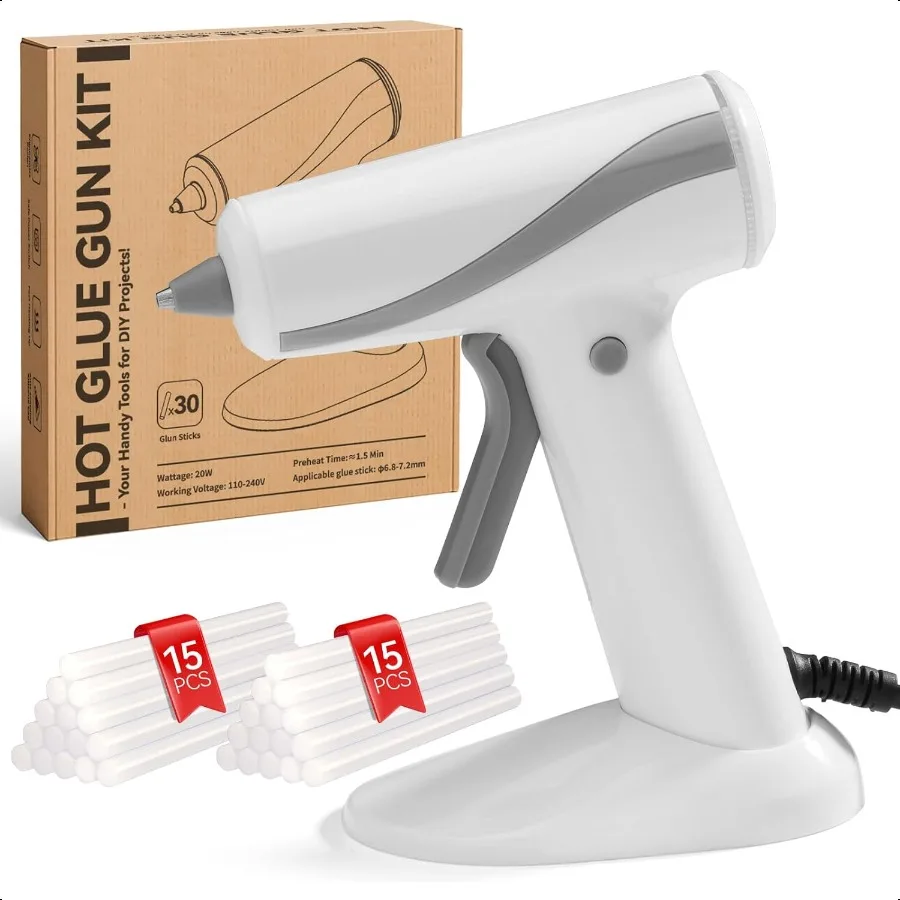 

Hot Glue Gun Kit with 30 Glue Sticks Fast Preheating Hot Melt 20w Precision Nozzle High Temp for School Crafts DIY Arts and Hom