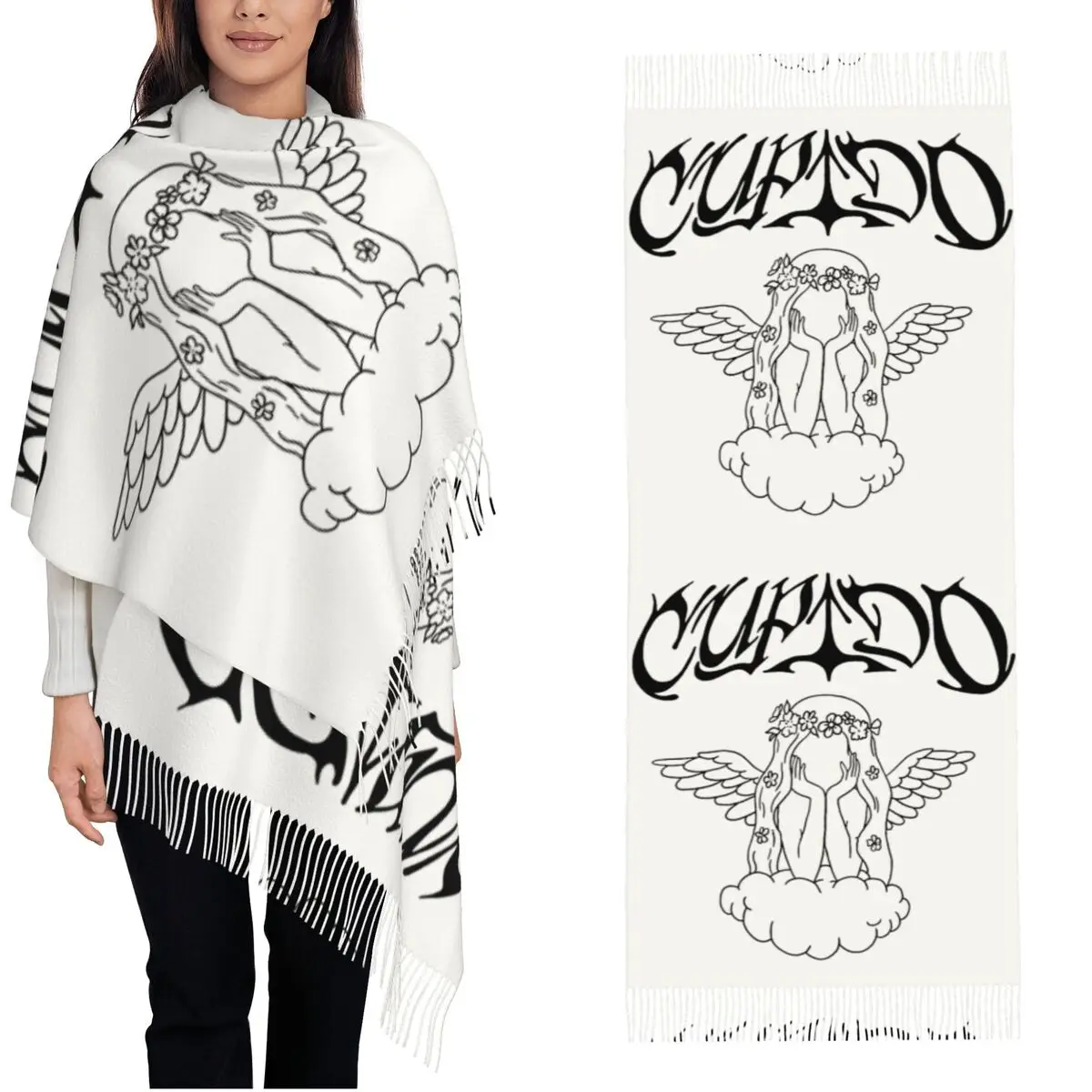 

Women's Tassel Scarf Tini Stoessel Cupido On A Cloud Long Soft Warm Shawl and Wrap Gifts Cashmere Scarf