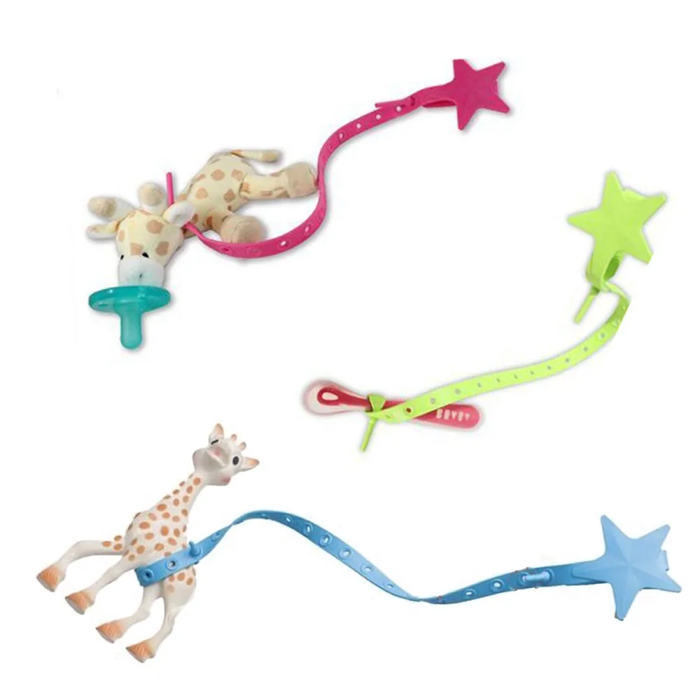 Cute Organizer Stroller Accessories Silicone Star Pacifier Chain Stroller Hook Non-Toxic Teether Strap Teether Pacifier Chain