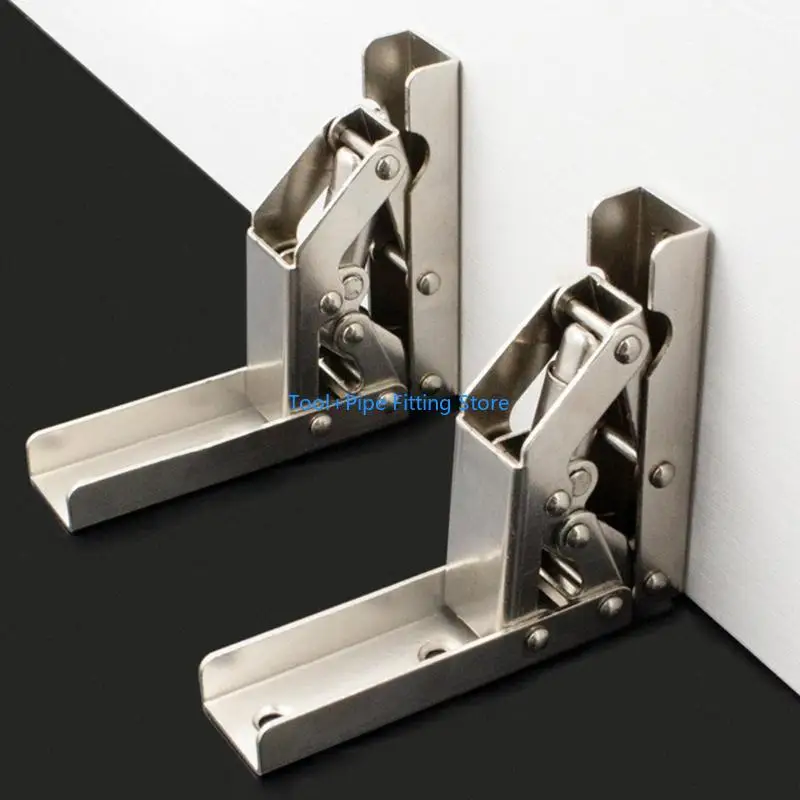 F92B 2Pcs 90 Degree Self-Locking Folding Hinge Table Leg Brackets 90/180 Degree Flat Spring Folding Hinge Easy to Install