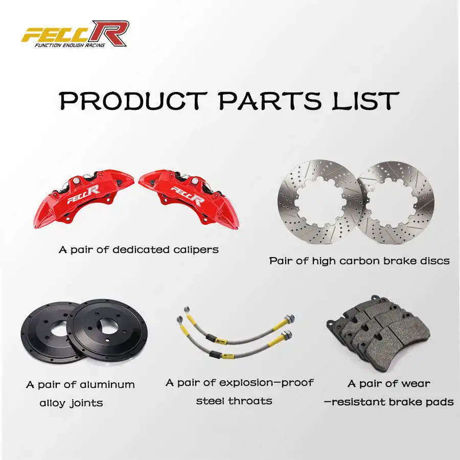 6/4 Piston Big Brake Caliper Kit 18 Inch Wheel Compatible High Performance Brake Disc System for Modified Hatchback Cars