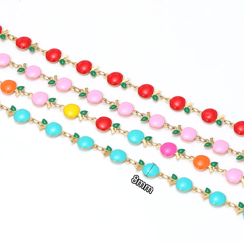 1 Meter Edelstahl Handgefertigte Emaille Apfel-Erdbeer-Kette DIY Schmuck Kinder Mädchen Halskette Armband Zubehör Ohrringe Herstellung – Detail 3