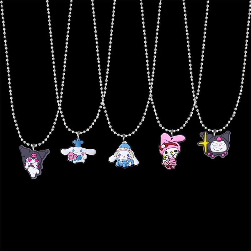 Sanrio Necklaces For Womens Melody Kuromi Cinnamoroll Kawaii Initial Pendant Accessories Gifts Boys Kids Girls Childrens