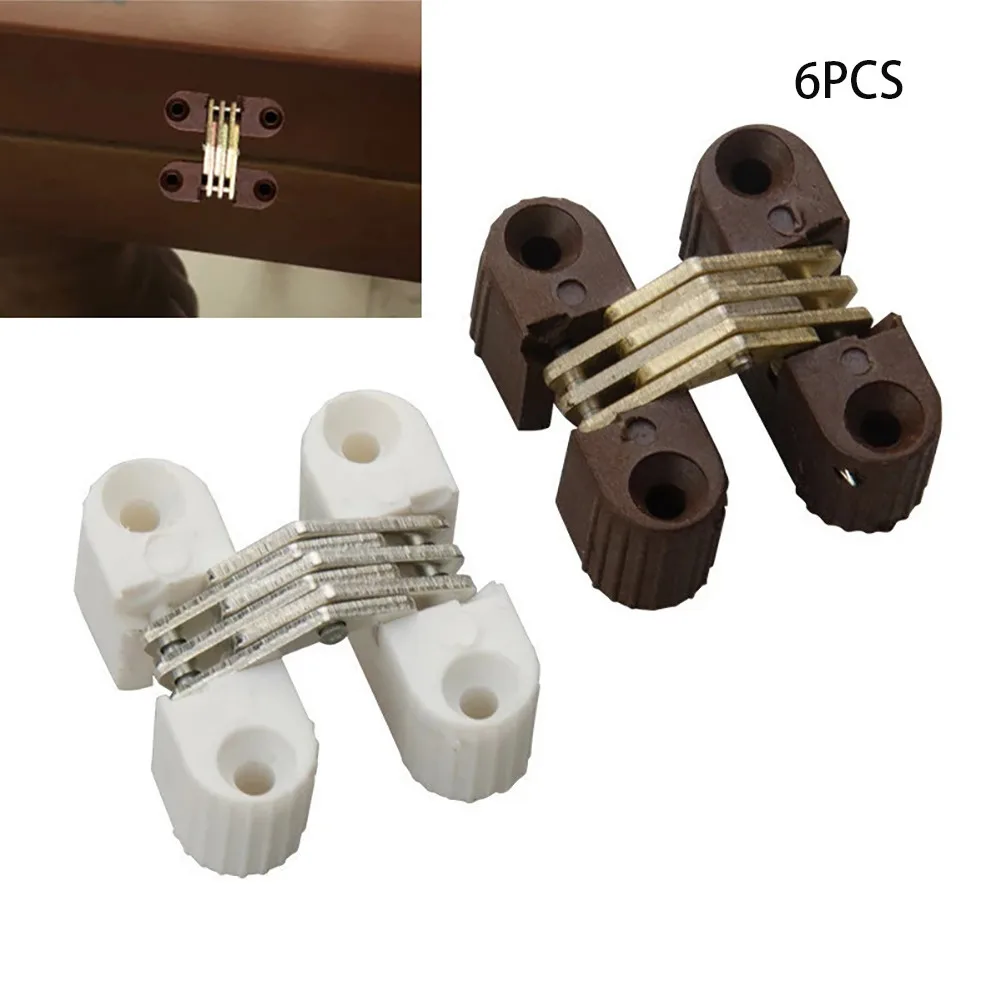 6 Pack Invisible Folding Door Cross/ Hinge For Cabinet Doors Concealed Plastic And Iron Hinge With 0 To 180 Degree Opening Angle