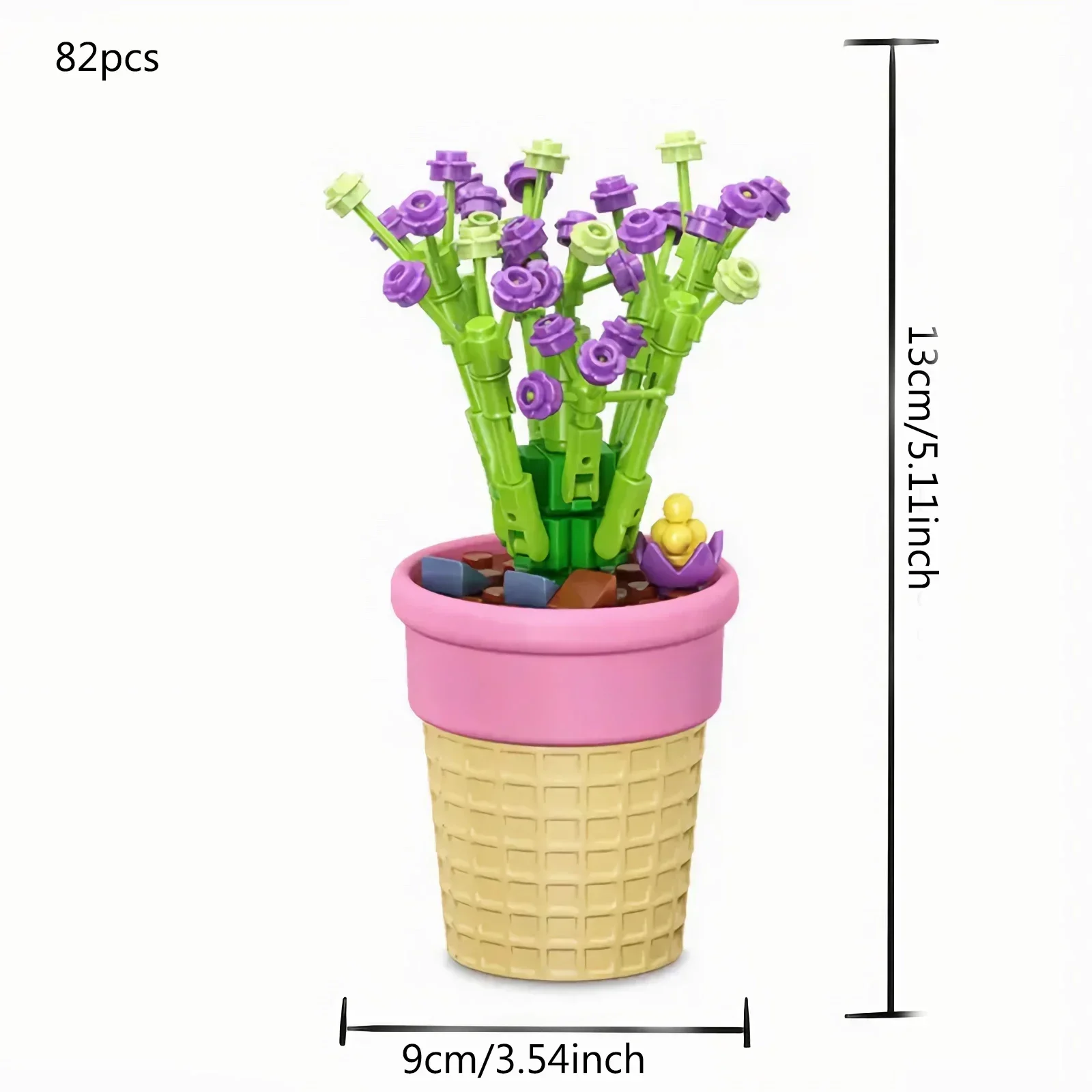 Mini Potted Flowers DIY Building Block Educational Toys, Cute Tabletop Ornaments Gifts For Kids