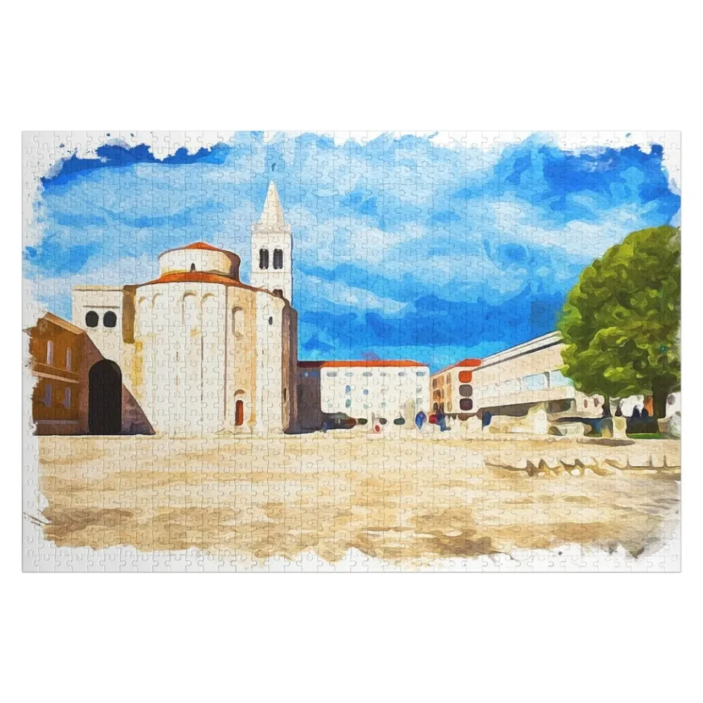 

Zadar Croatia Watercolor Jigsaw Puzzle Customs With Photo Children Puzzle