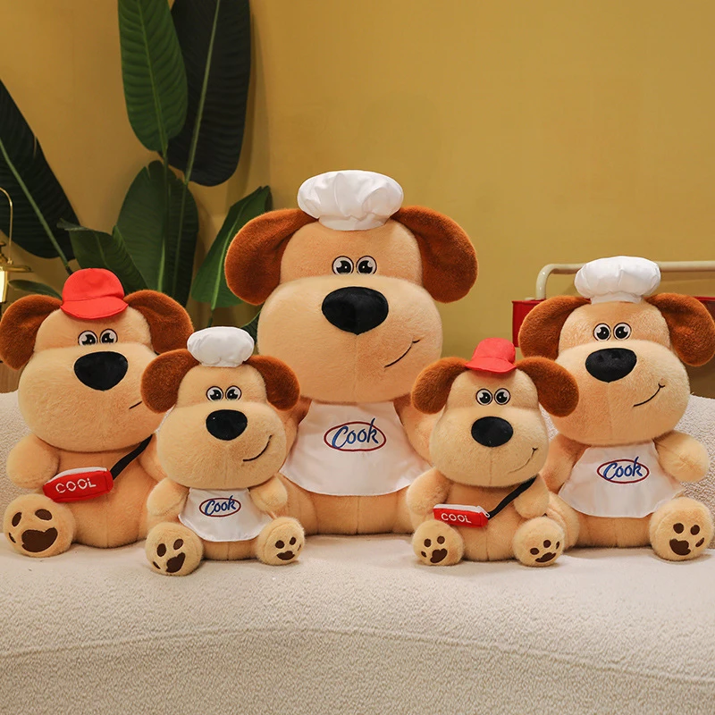 

Кавайная плюшевая кукла-щенок, милая мультяшная сидячая собака, мягкая подушка, подарок на день рождения, Рождество для детей, игрушка для собаки шеф-повара