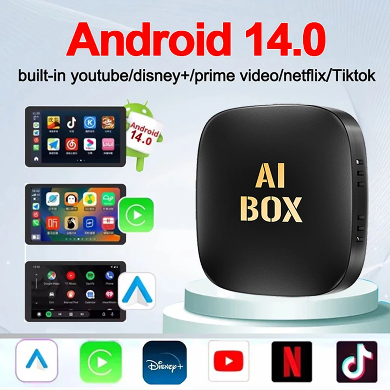 Android 14 Car AI Box Wireless Carplay Android Auto Adapter For Netflix YouTube car intelligent systems For Toyota Mazda Hyundai