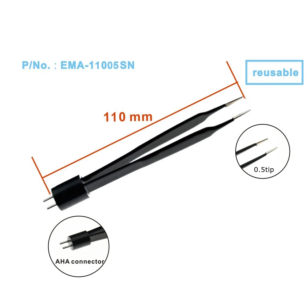 EMA-11005SN Reusable Bipolar Forcep, AHA, Electrosurgical, Electrocoagulation Tweezers Electrode Connection Surgical Instrument