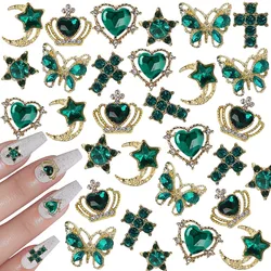 Nail Art Rhinestones Gems Decorations Alloy 3D Heart Butterfly Stars Cross Nail Charms Crystal Glass Diamond For DIY Nail Art