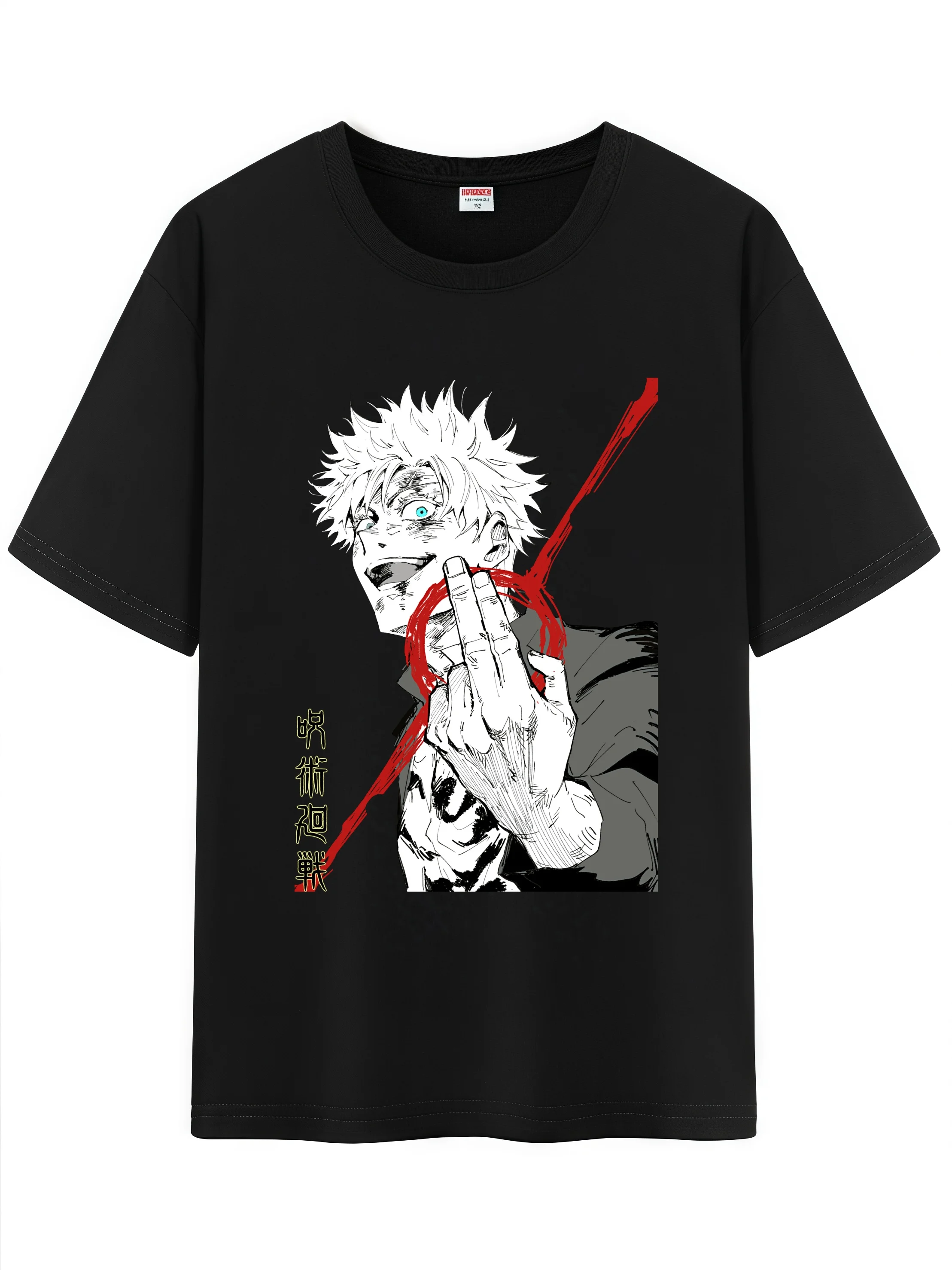 

Unisex Japanese Anime JJK Pattern T-Shirt, Jujutsu Kaisen Character Gojo Graphic Short Sleeve Regular Fix Tee Shirt